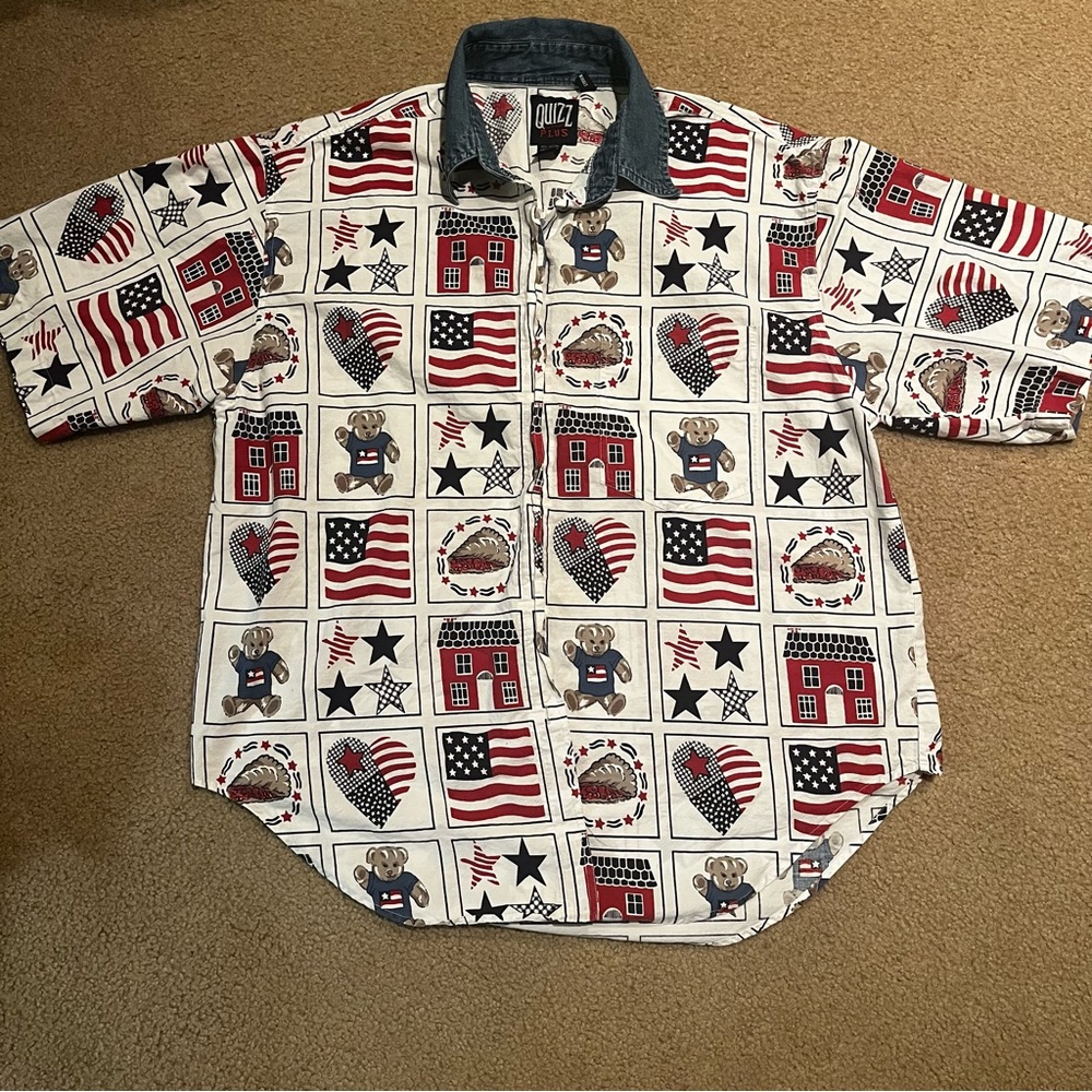 Quizz Jeans New York Plus VTG 4th Of July Patriotic Shirt Size 20